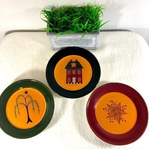 Folk art 8 inch plates set of 3